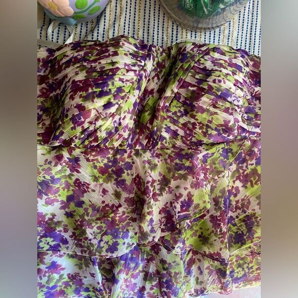 AIDAN AIDAN MATTOX Womens Maxi Dress Strapless Floral Purple Ruffles Chiffon 2 - Picture 5 of 14